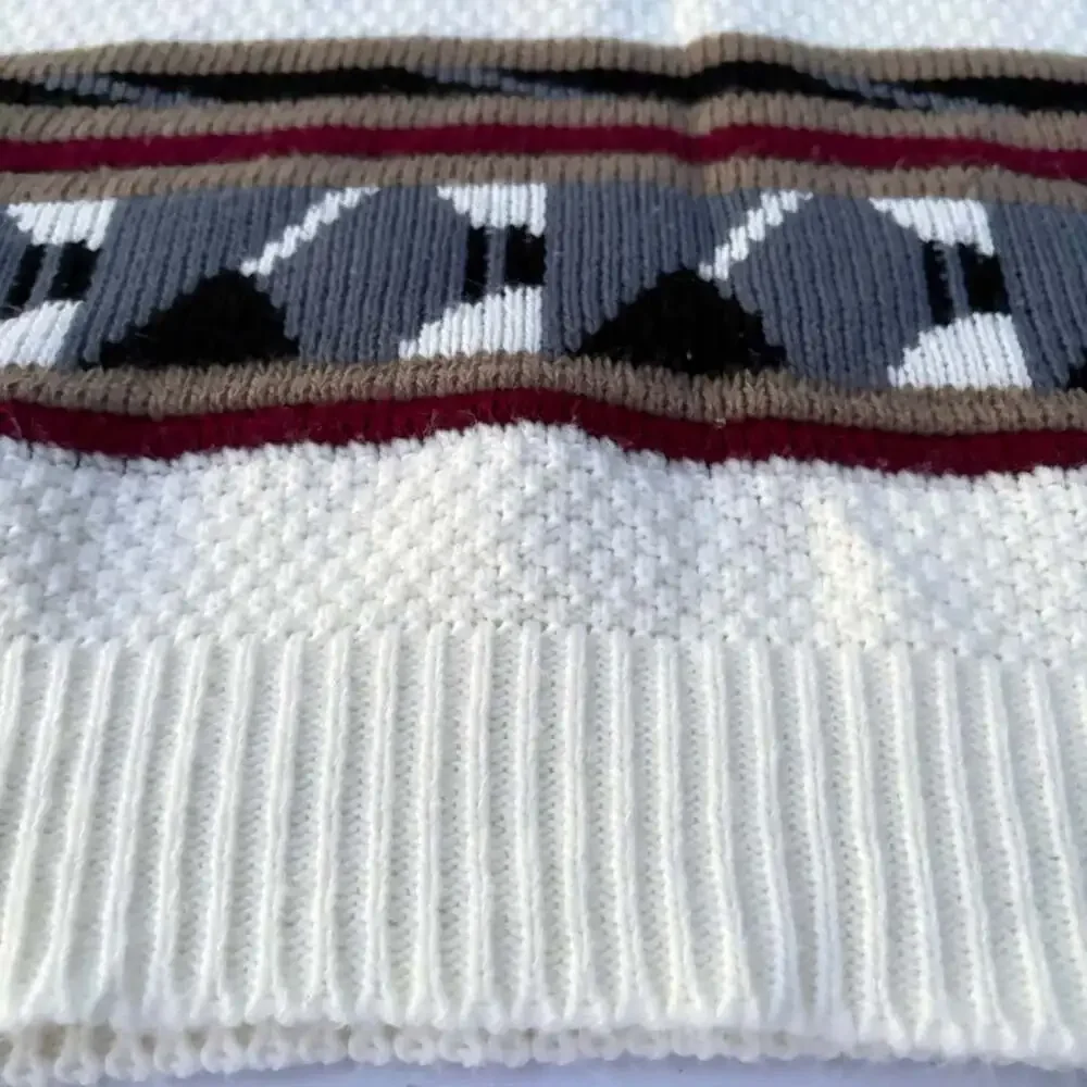 Vintage Atlas Made In USA Geometric Pattern Crewneck Knit Sweater Size Large